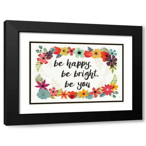 Words and Petals I Black Modern Wood Framed Art Print with Double Matting by Aiken, Jess