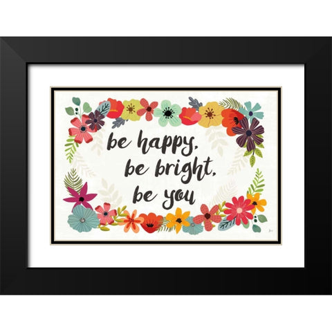 Words and Petals I Black Modern Wood Framed Art Print with Double Matting by Aiken, Jess