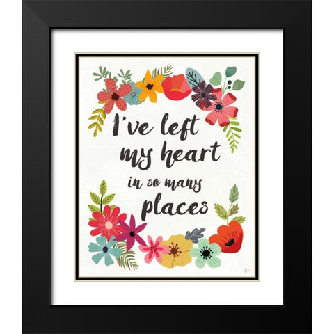 Words and Petals II Black Modern Wood Framed Art Print with Double Matting by Aiken, Jess