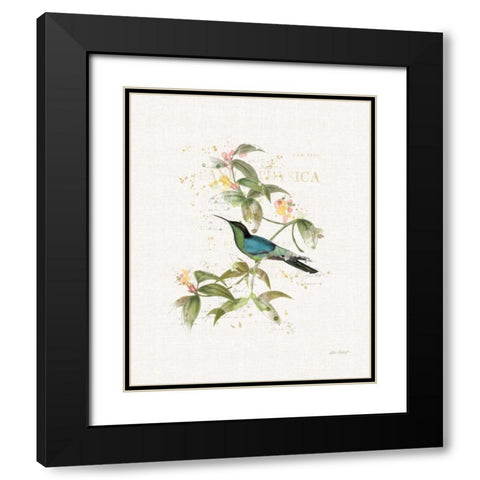Colorful Hummingbirds IV Black Modern Wood Framed Art Print with Double Matting by Pertiet, Katie