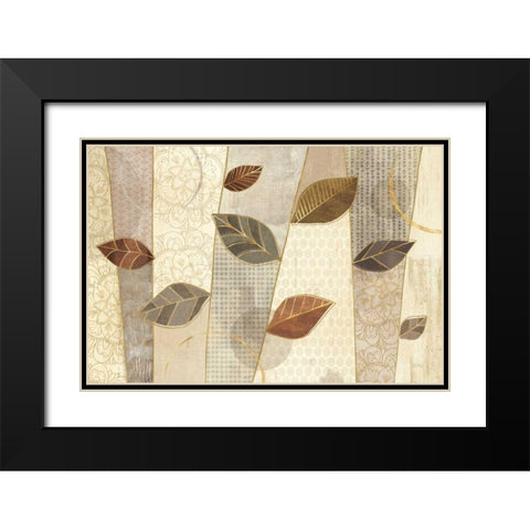 Bohemian Leaves I Neutral Black Modern Wood Framed Art Print with Double Matting by Charron, Veronique