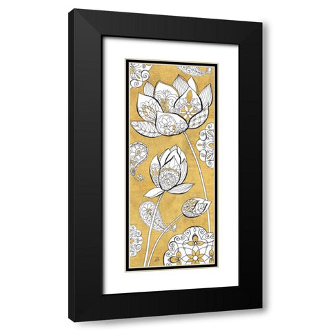 Color my World Lotus II Gold Black Modern Wood Framed Art Print with Double Matting by Brissonnet, Daphne