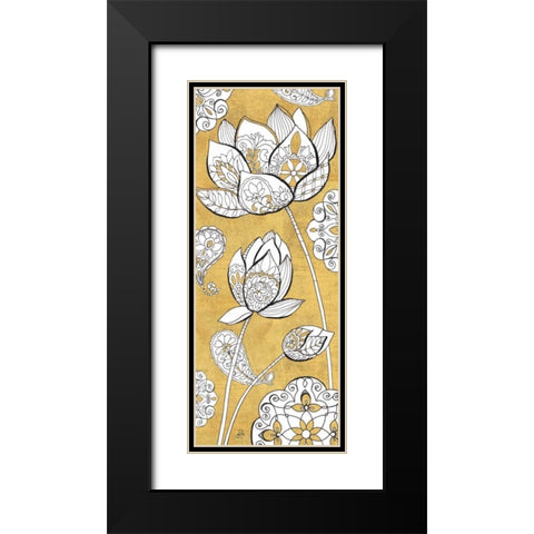 Color my World Lotus II Gold Black Modern Wood Framed Art Print with Double Matting by Brissonnet, Daphne