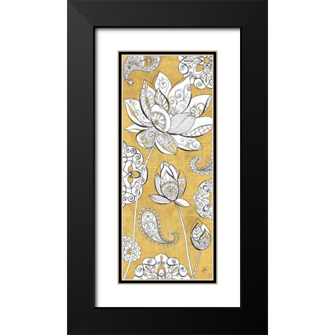 Color my World Lotus III Gold Black Modern Wood Framed Art Print with Double Matting by Brissonnet, Daphne