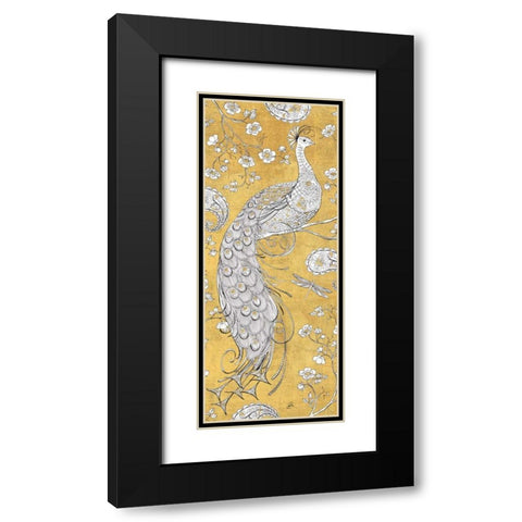 Color my World Ornate Peacock II Gold Black Modern Wood Framed Art Print with Double Matting by Brissonnet, Daphne