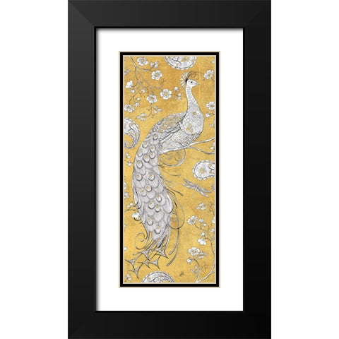 Color my World Ornate Peacock II Gold Black Modern Wood Framed Art Print with Double Matting by Brissonnet, Daphne