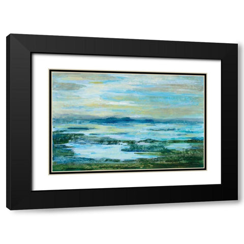 Northern Lake Green Black Modern Wood Framed Art Print with Double Matting by Vassileva, Silvia