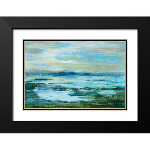 Northern Lake Green Black Modern Wood Framed Art Print with Double Matting by Vassileva, Silvia