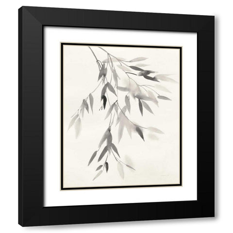 Bamboo Leaves IV Black Modern Wood Framed Art Print with Double Matting by Nai, Danhui