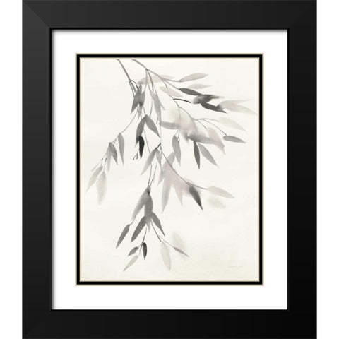 Bamboo Leaves IV Black Modern Wood Framed Art Print with Double Matting by Nai, Danhui