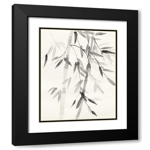 Bamboo Leaves V Black Modern Wood Framed Art Print with Double Matting by Nai, Danhui