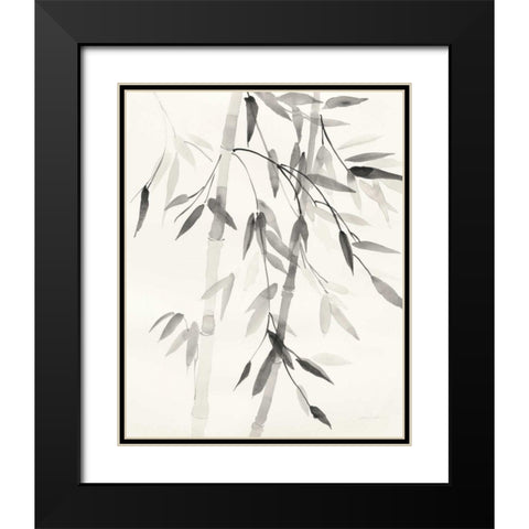 Bamboo Leaves V Black Modern Wood Framed Art Print with Double Matting by Nai, Danhui