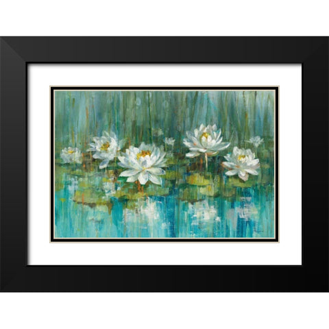 Water Lily Pond v2 Crop Black Modern Wood Framed Art Print with Double Matting by Nai, Danhui