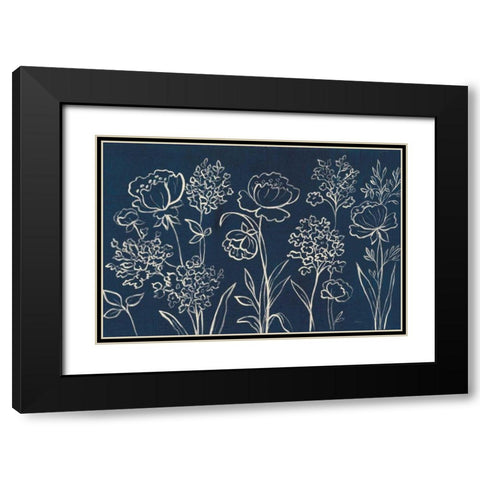 Indigo Floral I Black Modern Wood Framed Art Print with Double Matting by Vassileva, Silvia