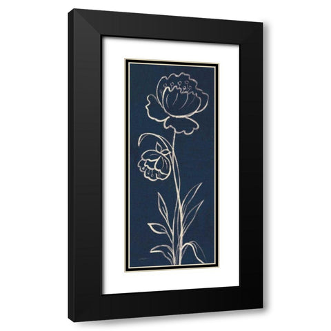 Indigo Floral II Black Modern Wood Framed Art Print with Double Matting by Vassileva, Silvia