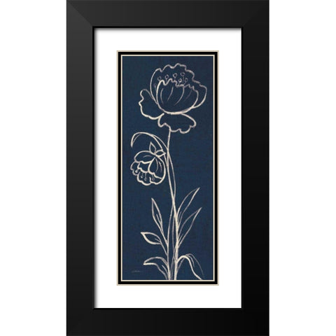 Indigo Floral II Black Modern Wood Framed Art Print with Double Matting by Vassileva, Silvia