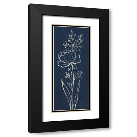 Indigo Floral III Black Modern Wood Framed Art Print with Double Matting by Vassileva, Silvia