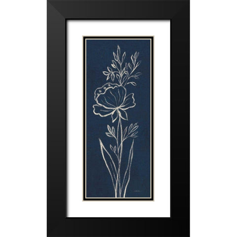 Indigo Floral III Black Modern Wood Framed Art Print with Double Matting by Vassileva, Silvia