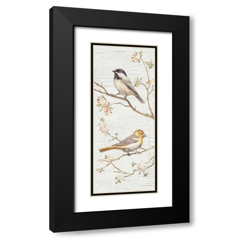 Vintage Birds Panel II Black Modern Wood Framed Art Print with Double Matting by Nai, Danhui