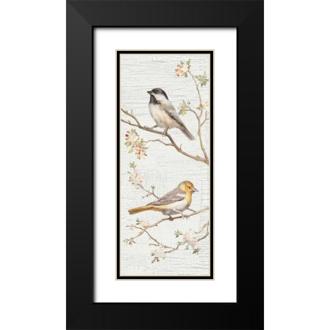 Vintage Birds Panel II Black Modern Wood Framed Art Print with Double Matting by Nai, Danhui