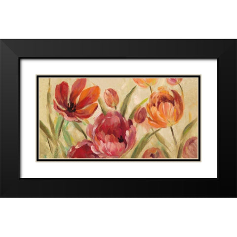Expressive Tulips Neutral v2 Black Modern Wood Framed Art Print with Double Matting by Vassileva, Silvia