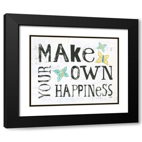 Make Your Own Happiness Black Modern Wood Framed Art Print with Double Matting by Day, Kellie