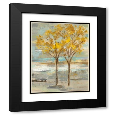 Golden Tree and Fog II Black Modern Wood Framed Art Print with Double Matting by Vassileva, Silvia