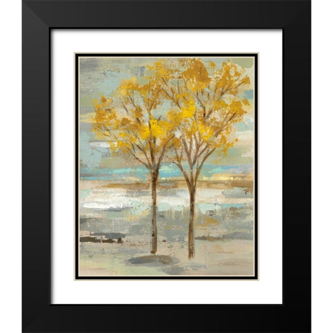 Golden Tree and Fog II Black Modern Wood Framed Art Print with Double Matting by Vassileva, Silvia