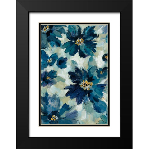 Inky Floral I Black Modern Wood Framed Art Print with Double Matting by Vassileva, Silvia