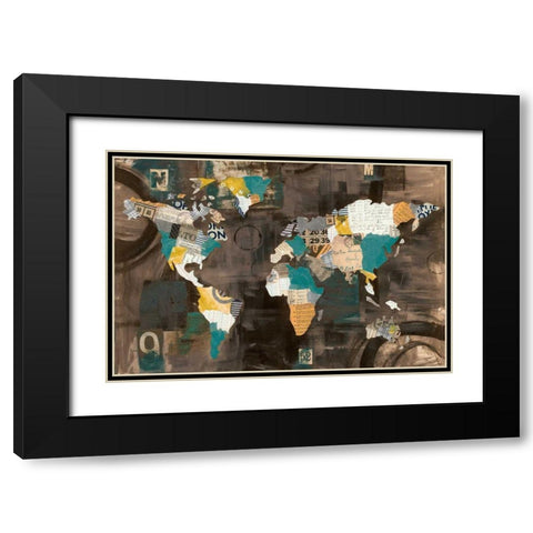 Golden World on Brown Black Modern Wood Framed Art Print with Double Matting by Prahl, Courtney