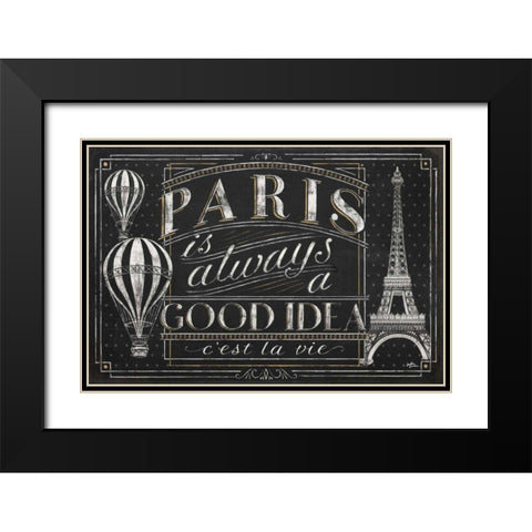 Vive Paris I Black Modern Wood Framed Art Print with Double Matting by Penner, Janelle