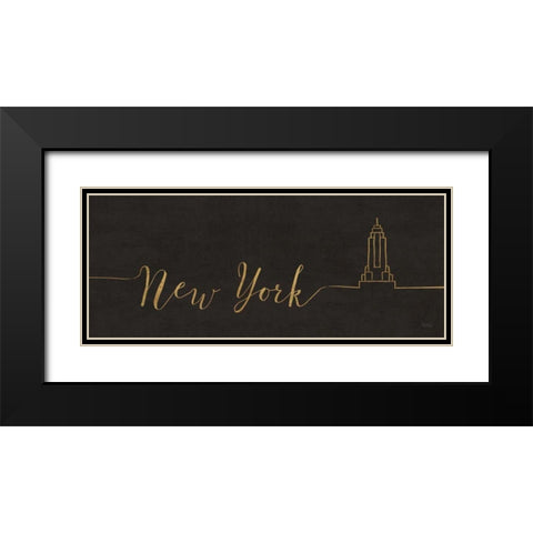Underlined Cities II Black Black Modern Wood Framed Art Print with Double Matting by Charron, Veronique