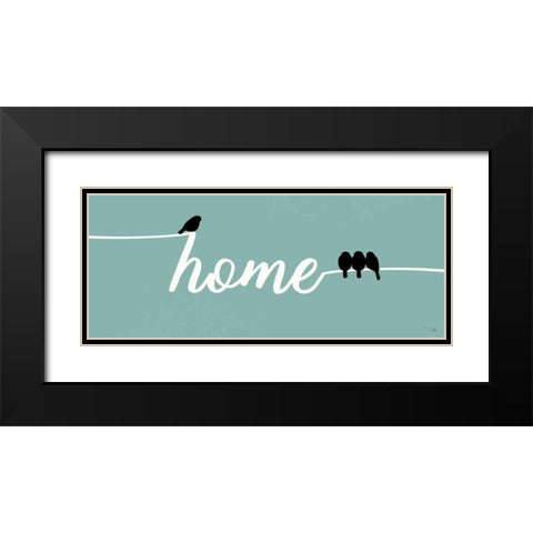 Birds on Words II Black Modern Wood Framed Art Print with Double Matting by Pela