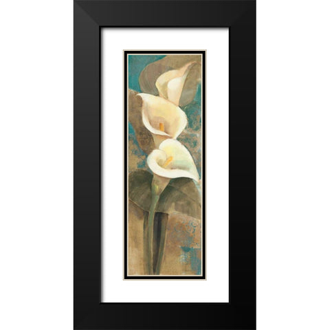 Calla Lily Trio Panel Black Modern Wood Framed Art Print with Double Matting by Hristova, Albena