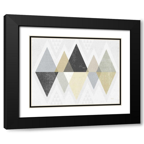 Mod Triangles II Archroma Black Modern Wood Framed Art Print with Double Matting by Mullan, Michael