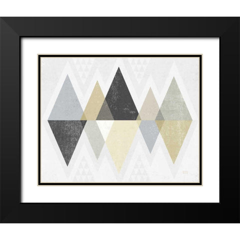 Mod Triangles II Archroma Black Modern Wood Framed Art Print with Double Matting by Mullan, Michael