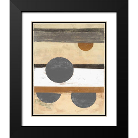 Stripes and Circles Neutral Black Modern Wood Framed Art Print with Double Matting by Schick, Mike