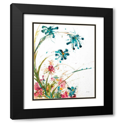 Blooming Blue Crop on White Black Modern Wood Framed Art Print with Double Matting by Griggs, Jan
