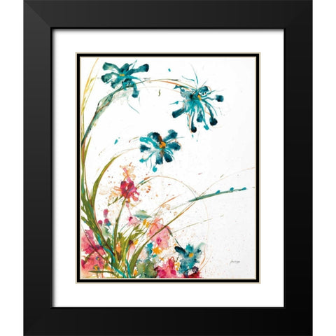 Blooming Blue Crop on White Black Modern Wood Framed Art Print with Double Matting by Griggs, Jan