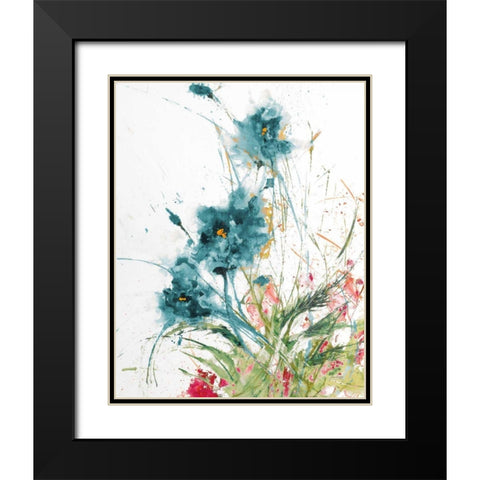 Flora Blue Crop on White Black Modern Wood Framed Art Print with Double Matting by Griggs, Jan