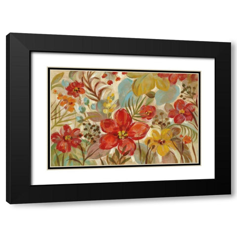 Tropical Flowers Black Modern Wood Framed Art Print with Double Matting by Vassileva, Silvia