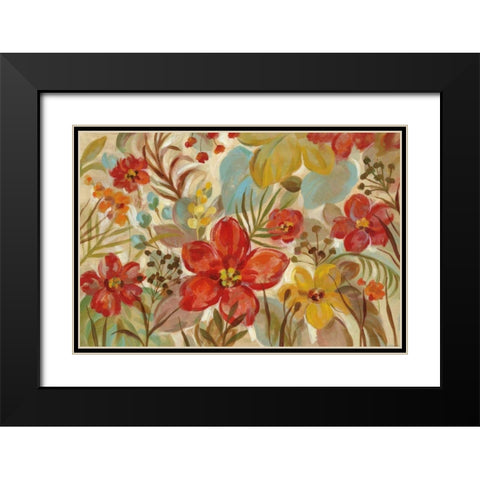 Tropical Flowers Black Modern Wood Framed Art Print with Double Matting by Vassileva, Silvia
