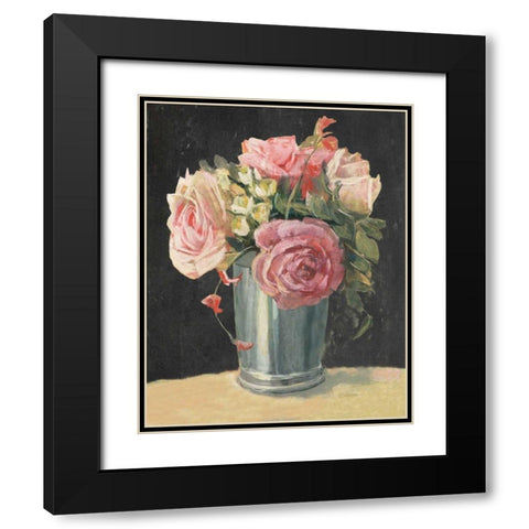 Silver Vase II on Black Black Modern Wood Framed Art Print with Double Matting by Rowan, Carol