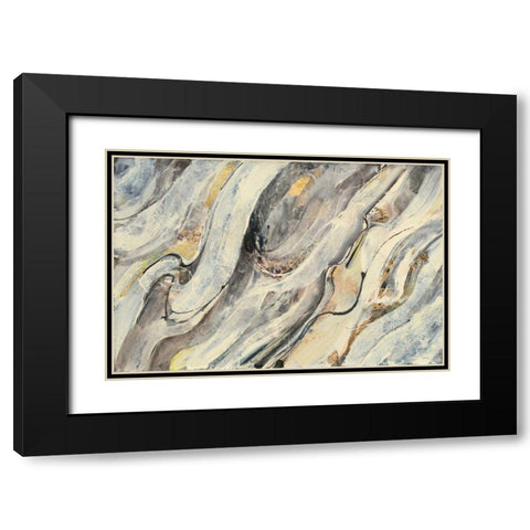 Golden Falls Black Modern Wood Framed Art Print with Double Matting by Hristova, Albena