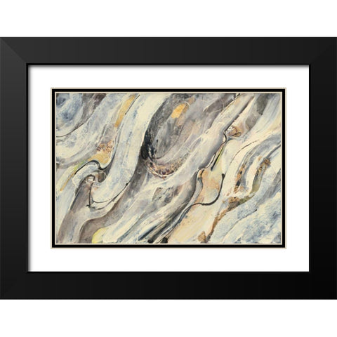 Golden Falls Black Modern Wood Framed Art Print with Double Matting by Hristova, Albena