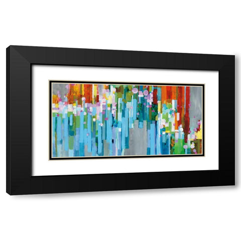 Rainbow of Stripes Crop Black Modern Wood Framed Art Print with Double Matting by Nai, Danhui