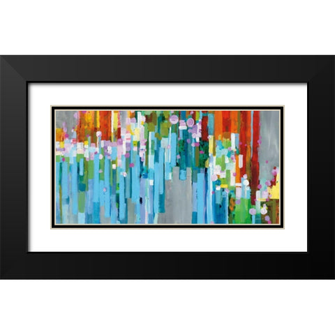 Rainbow of Stripes Crop Black Modern Wood Framed Art Print with Double Matting by Nai, Danhui