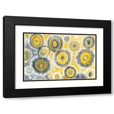 Abstract Circles Crop Black Modern Wood Framed Art Print with Double Matting by Nai, Danhui