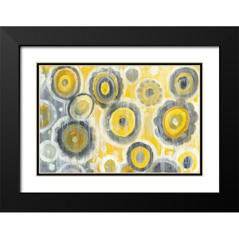 Abstract Circles Crop Black Modern Wood Framed Art Print with Double Matting by Nai, Danhui