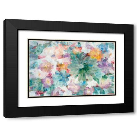 Succulent Florals Crop Black Modern Wood Framed Art Print with Double Matting by Nai, Danhui